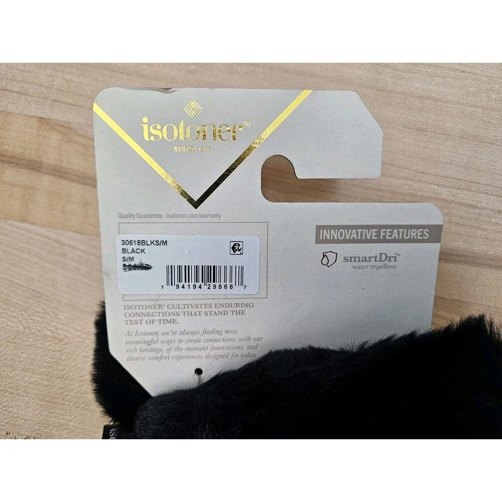 NWT Isotoner Mya Women's smarTouch Gloves Black Microsuede Fur Cuff S/M Texting - Picture 3 of 7